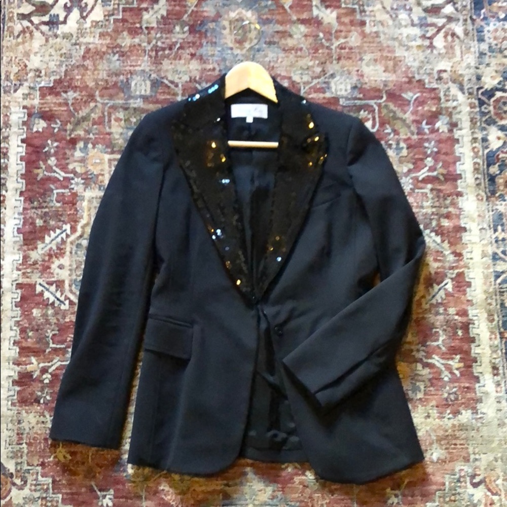 Tux Style Blazer With Black Sequin Lapel - image 1